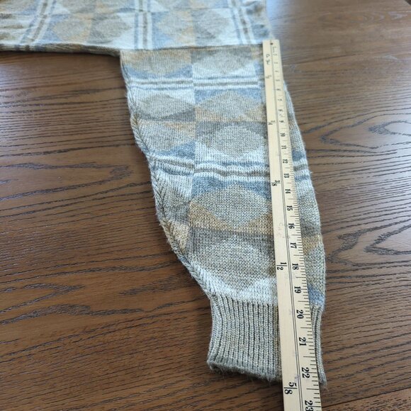 Vintage Janzen Sweater XL Brown Gray Sweater Geometric Diamond Pattern Knit - Picture 13 of 15